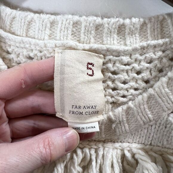 Far Away From Close Women's Crochet Angora Blend Sweater Shirt Size S Cream Boho - Picture 3 of 8